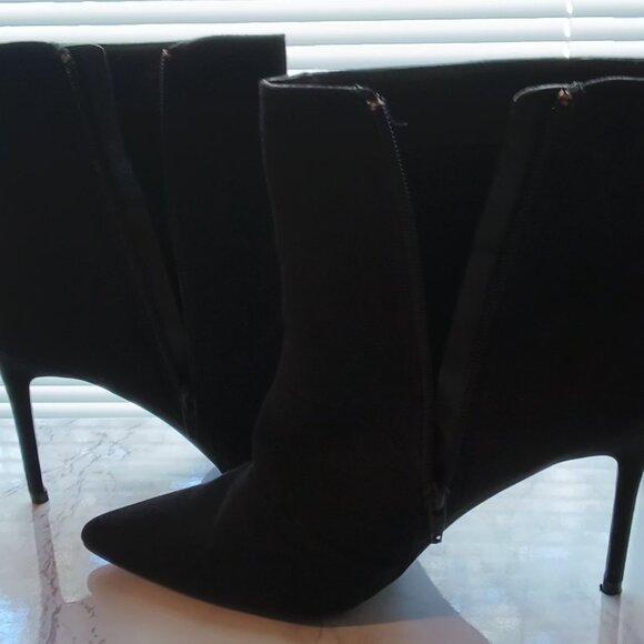 Modern Rush Womens Black Suede Stiletto Bootie Gorgeous Heeled Ankle Boots 💜 - Picture 4 of 11